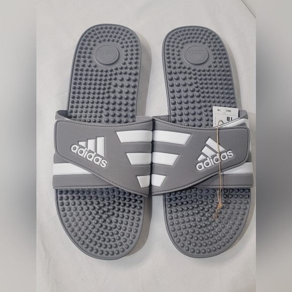 Adidas Mens Adissage Slide Athletic Sandals Size 18 Black/White - Picture 8 of 8